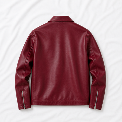 Maroon Faux Leather Bomber Jacket – Premium Unisex Streetwear