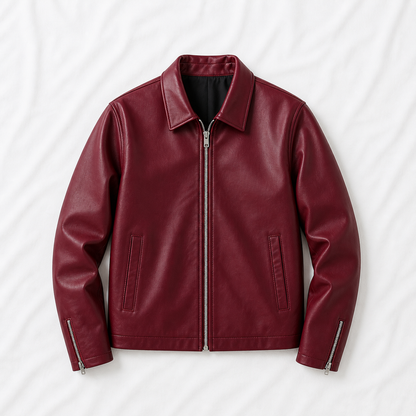 Maroon Faux Leather Bomber Jacket – Premium Unisex Streetwear