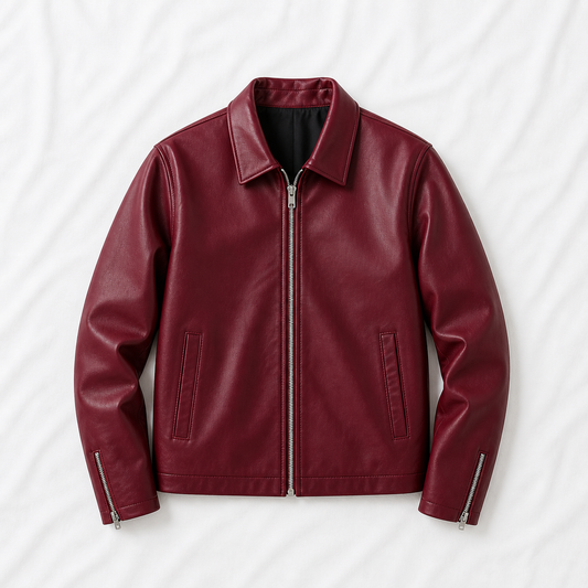 Maroon Faux Leather Bomber Jacket – Premium Unisex Streetwear