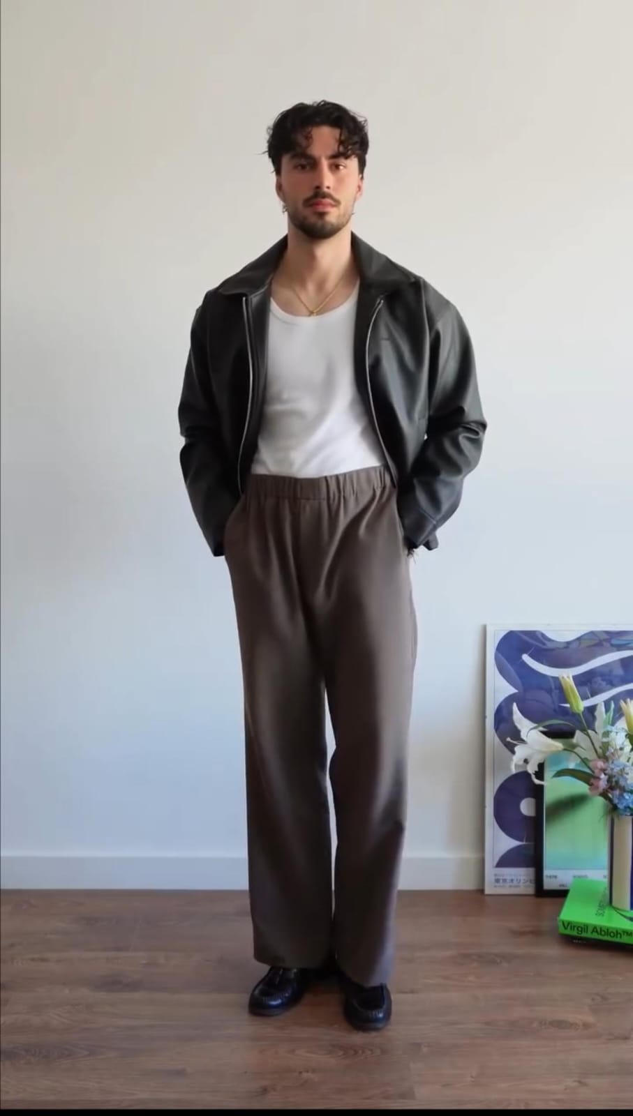 Men’s Black Faux Leather Bomber Jacket – Vintage Drip