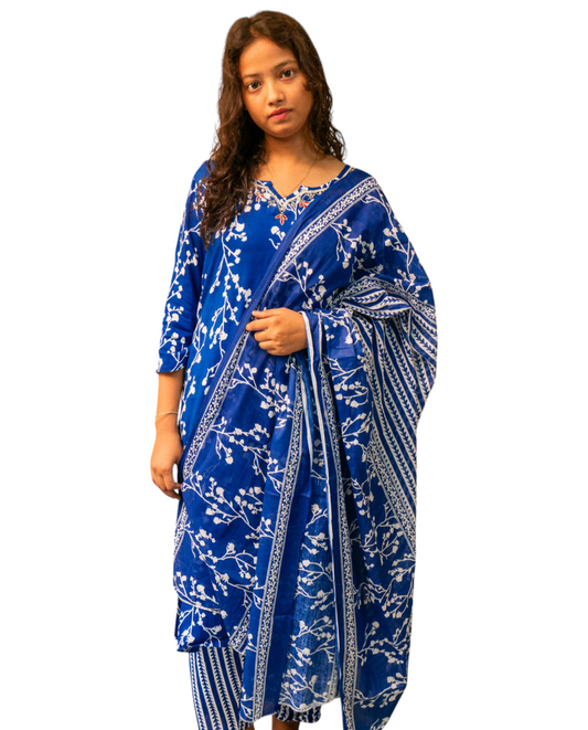 Cotton Kurta Set with Floral Print