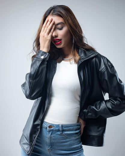 Premium Black Leather Jacket — Vintage Drip