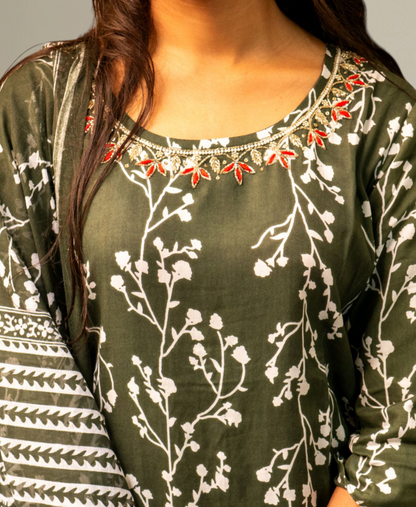 Cotton Kurta Set with Floral Print