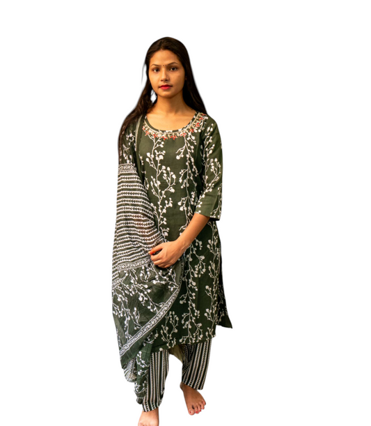 Cotton Kurta Set with Floral Print
